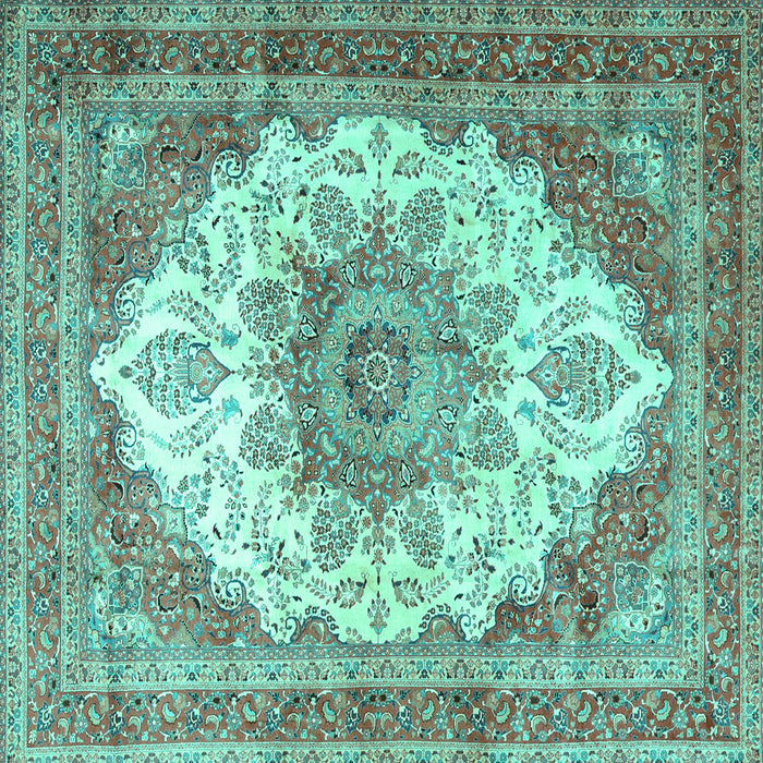 Square Persian Turquoise Traditional Rug, tr4413turq
