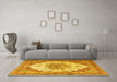 Machine Washable Persian Yellow Traditional Rug in a Living Room, wshtr4413yw