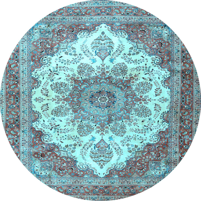Round Persian Light Blue Traditional Rug, tr4413lblu