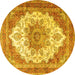 Round Machine Washable Persian Yellow Traditional Rug, wshtr4413yw