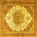 Square Machine Washable Persian Yellow Traditional Rug, wshtr4413yw