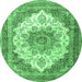 Round Persian Emerald Green Traditional Rug, tr4413emgrn
