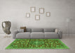 Machine Washable Persian Green Traditional Area Rugs in a Living Room,, wshtr4414grn