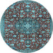 Round Machine Washable Persian Light Blue Traditional Rug, wshtr4414lblu