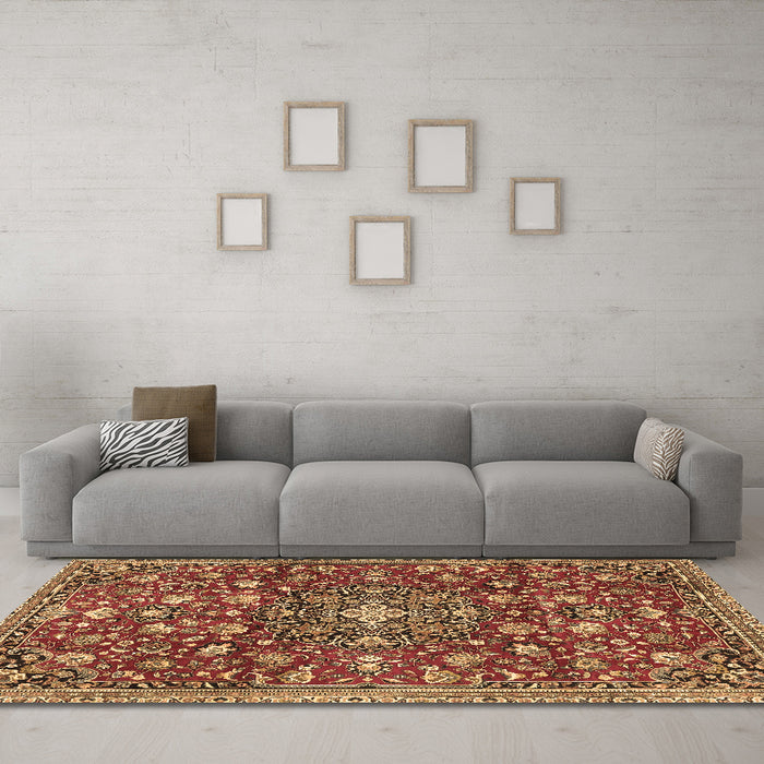 Machine Washable Persian Brown Traditional Rug in a Living Room,, wshtr4414brn