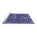 Sideview of Machine Washable Persian Blue Traditional Rug, wshtr4414blu