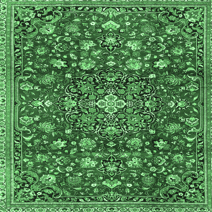 Square Persian Emerald Green Traditional Rug, tr4414emgrn