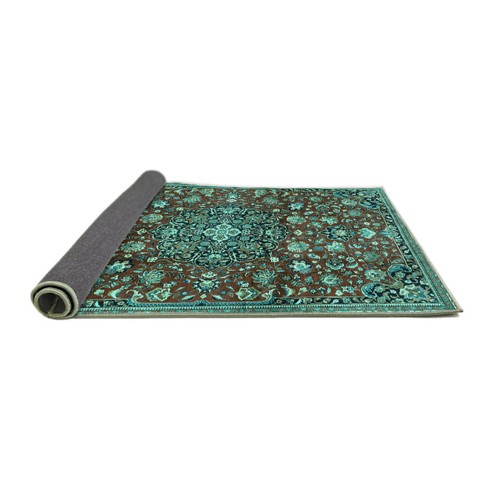 Sideview of Persian Turquoise Traditional Rug, tr4414turq