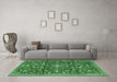 Machine Washable Persian Emerald Green Traditional Area Rugs in a Living Room,, wshtr4414emgrn