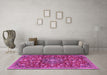 Machine Washable Persian Pink Traditional Rug in a Living Room, wshtr4414pnk