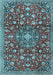 Machine Washable Persian Light Blue Traditional Rug, wshtr4414lblu