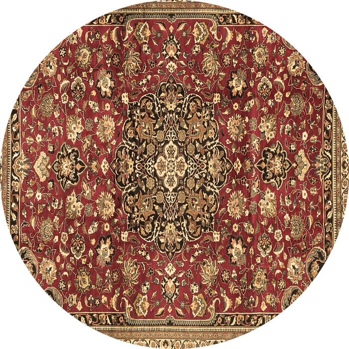 Round Persian Brown Traditional Rug, tr4414brn