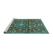 Sideview of Machine Washable Persian Turquoise Traditional Area Rugs, wshtr4414turq