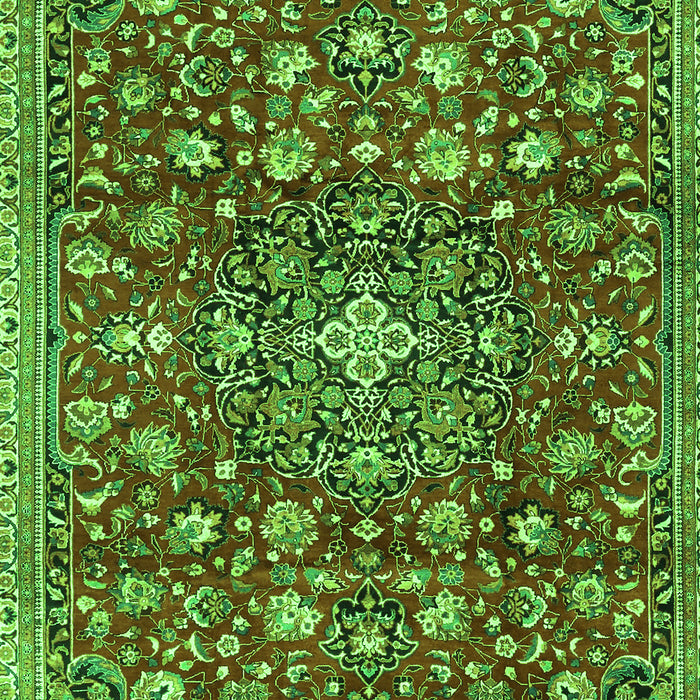 Serging Thickness of Machine Washable Persian Green Traditional Area Rugs, wshtr4414grn