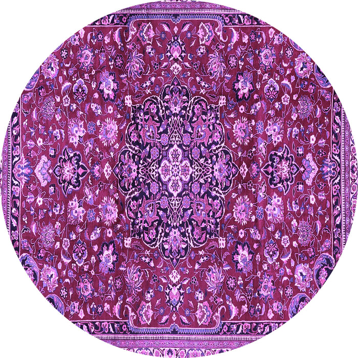 Round Machine Washable Persian Purple Traditional Area Rugs, wshtr4414pur