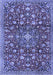 Machine Washable Persian Blue Traditional Rug, wshtr4414blu