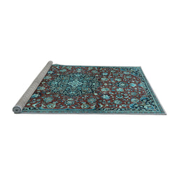 Sideview of Machine Washable Persian Light Blue Traditional Rug, wshtr4414lblu