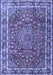 Machine Washable Persian Blue Traditional Rug, wshtr4415blu