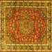 Square Machine Washable Persian Yellow Traditional Rug, wshtr4415yw