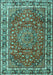 Machine Washable Persian Turquoise Traditional Area Rugs, wshtr4415turq