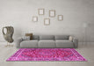 Machine Washable Persian Pink Traditional Rug in a Living Room, wshtr4415pnk