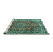 Sideview of Machine Washable Persian Turquoise Traditional Area Rugs, wshtr4415turq