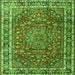 Round Machine Washable Persian Green Traditional Area Rugs, wshtr4415grn