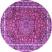 Round Machine Washable Persian Purple Traditional Area Rugs, wshtr4415pur