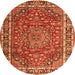 Machine Washable Persian Orange Traditional Area Rugs, wshtr4415org