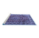 Sideview of Machine Washable Persian Blue Traditional Rug, wshtr4415blu