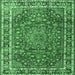 Square Machine Washable Persian Emerald Green Traditional Area Rugs, wshtr4415emgrn