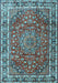 Machine Washable Persian Light Blue Traditional Rug, wshtr4415lblu