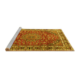 Sideview of Machine Washable Persian Yellow Traditional Rug, wshtr4415yw