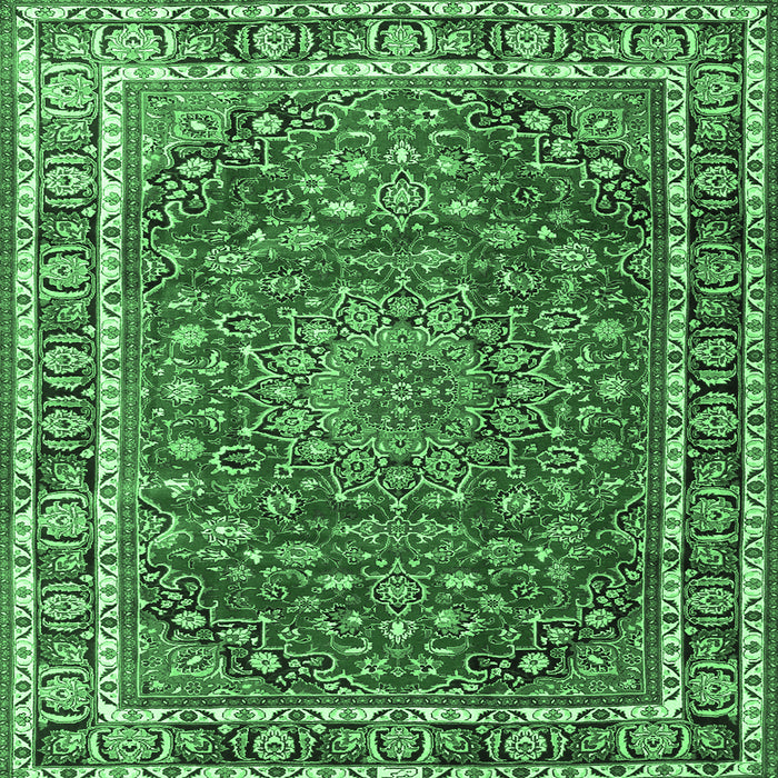 Square Persian Emerald Green Traditional Rug, tr4415emgrn