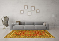 Machine Washable Persian Yellow Traditional Rug, wshtr4415yw