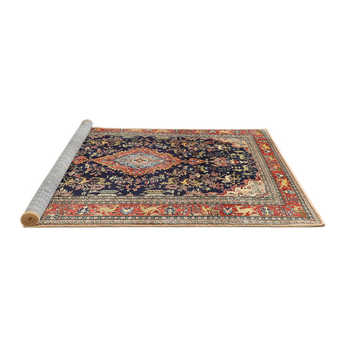 Sideview of Machine Washable Traditional Red Brown Rug, wshtr4416