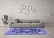 Machine Washable Persian Blue Traditional Rug in a Living Room, wshtr4416blu