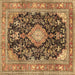 Square Machine Washable Persian Brown Traditional Rug, wshtr4416brn