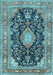 Machine Washable Persian Light Blue Traditional Rug, wshtr4416lblu