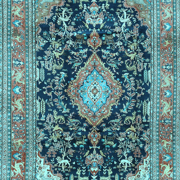Machine Washable Persian Light Blue Traditional Rug, wshtr4416lblu