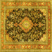 Square Machine Washable Persian Yellow Traditional Rug, wshtr4416yw