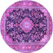 Round Machine Washable Persian Purple Traditional Area Rugs, wshtr4416pur