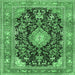 Square Machine Washable Persian Emerald Green Traditional Area Rugs, wshtr4416emgrn