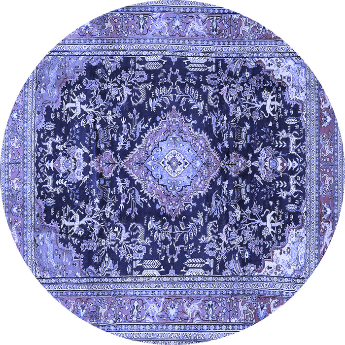 Round Persian Blue Traditional Rug, tr4416blu