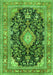 Serging Thickness of Machine Washable Persian Green Traditional Area Rugs, wshtr4416grn