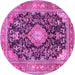 Round Machine Washable Persian Pink Traditional Rug, wshtr4416pnk