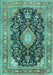 Machine Washable Persian Turquoise Traditional Area Rugs, wshtr4416turq