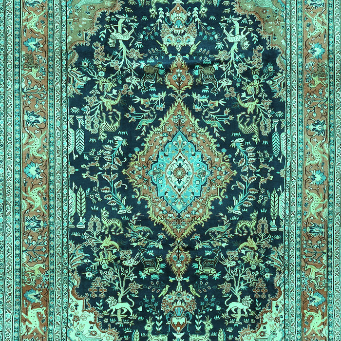 Machine Washable Persian Turquoise Traditional Area Rugs, wshtr4416turq