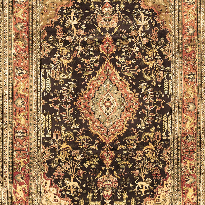 Machine Washable Persian Brown Traditional Rug, wshtr4416brn