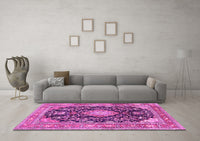 Machine Washable Persian Pink Traditional Rug, wshtr4416pnk